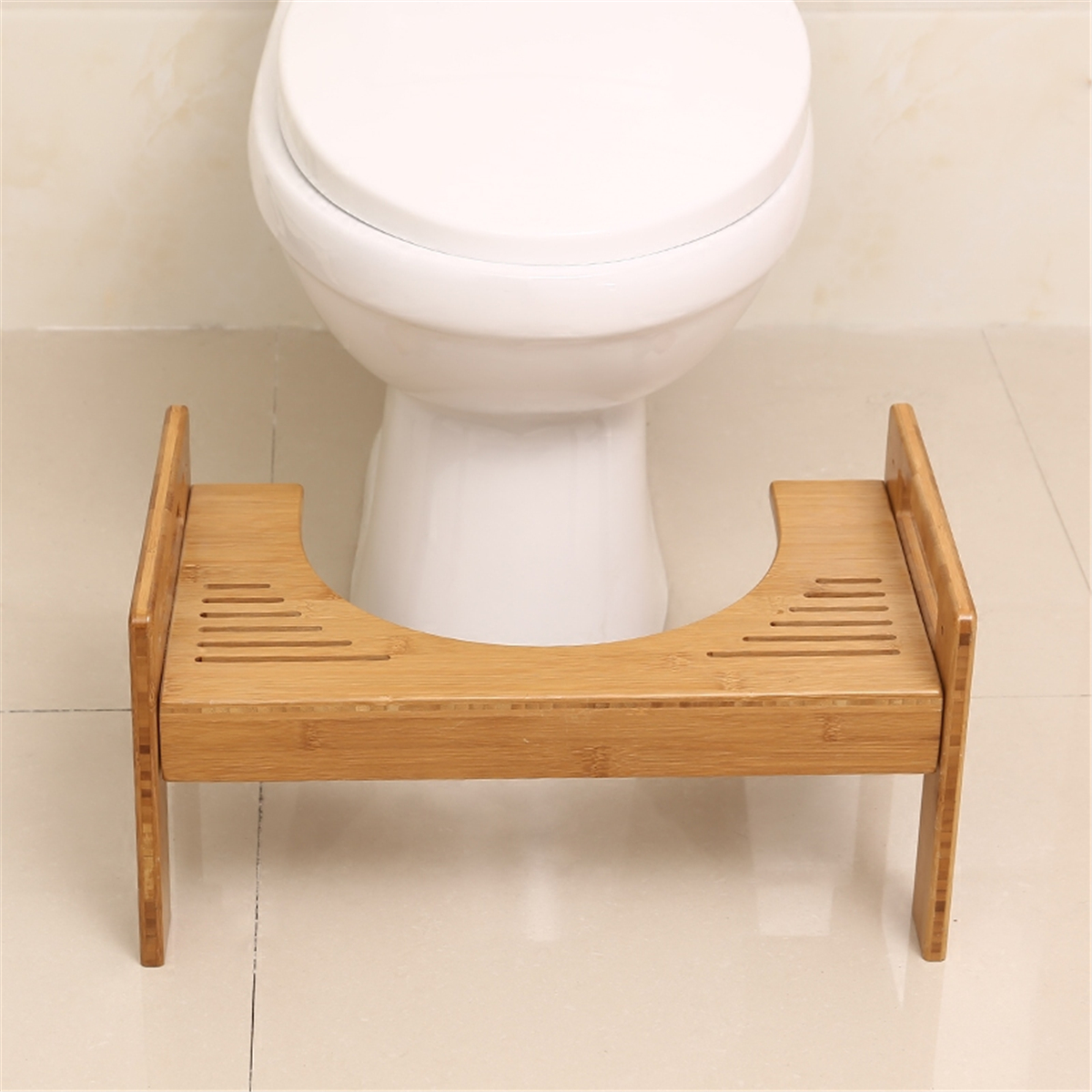 WC Pro Holz Toilettenhocker Hocker Bambus Fußhocker Töpfchen Komfort Piles Neu