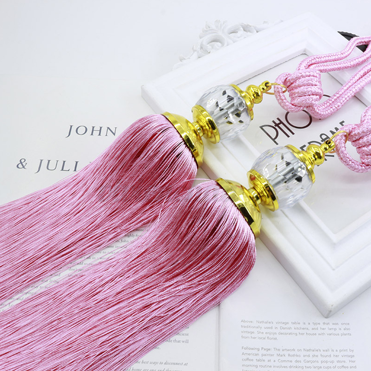 2PCS Curtain Holdbacks Rope Tie Backs Tassel Beaded Ball Home Window Hanging 2PCS Curtain Holdbacks Rope Tie Backs Tassel Beaded Ball Home Window Hanging
