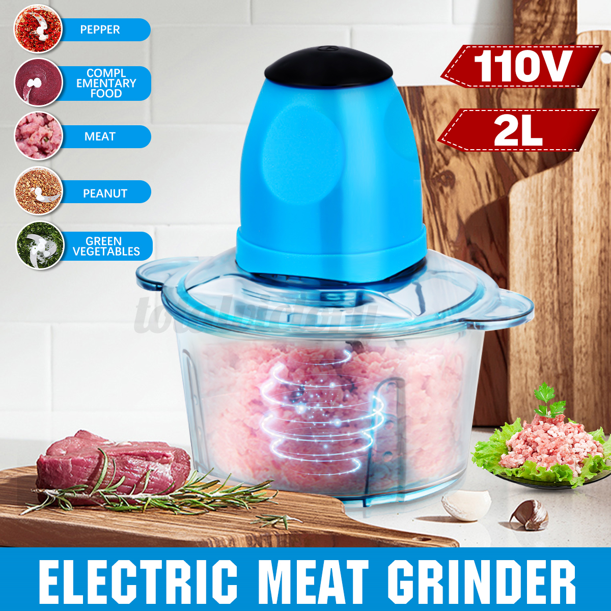 2//3L Electric Blender Food Chopper Meat Grinder Household Processor Machine