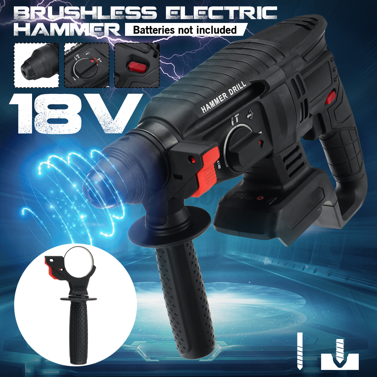Elektrisch Bohrhammer Brushless 1200W Akku-BohrhammerFür Makita Schwarß/Grün Elektrisch Bohrhammer Brushless 1200W Akku-BohrhammerFür Makita Schwarß/Grün