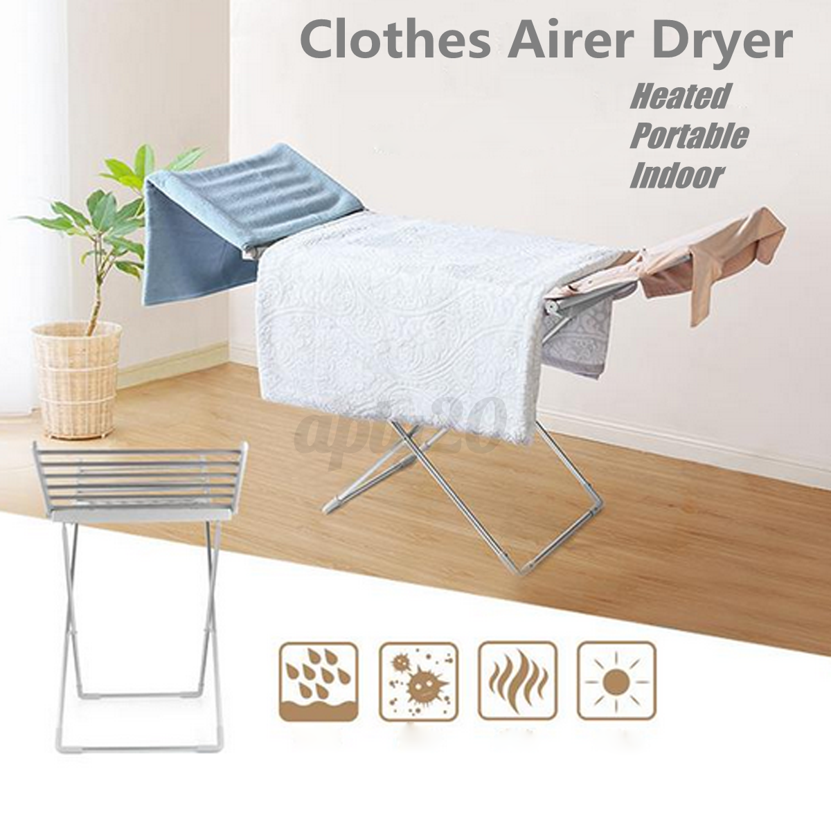 Heated Clothes Airer Dryer Portable Indoor Horse Rack ...