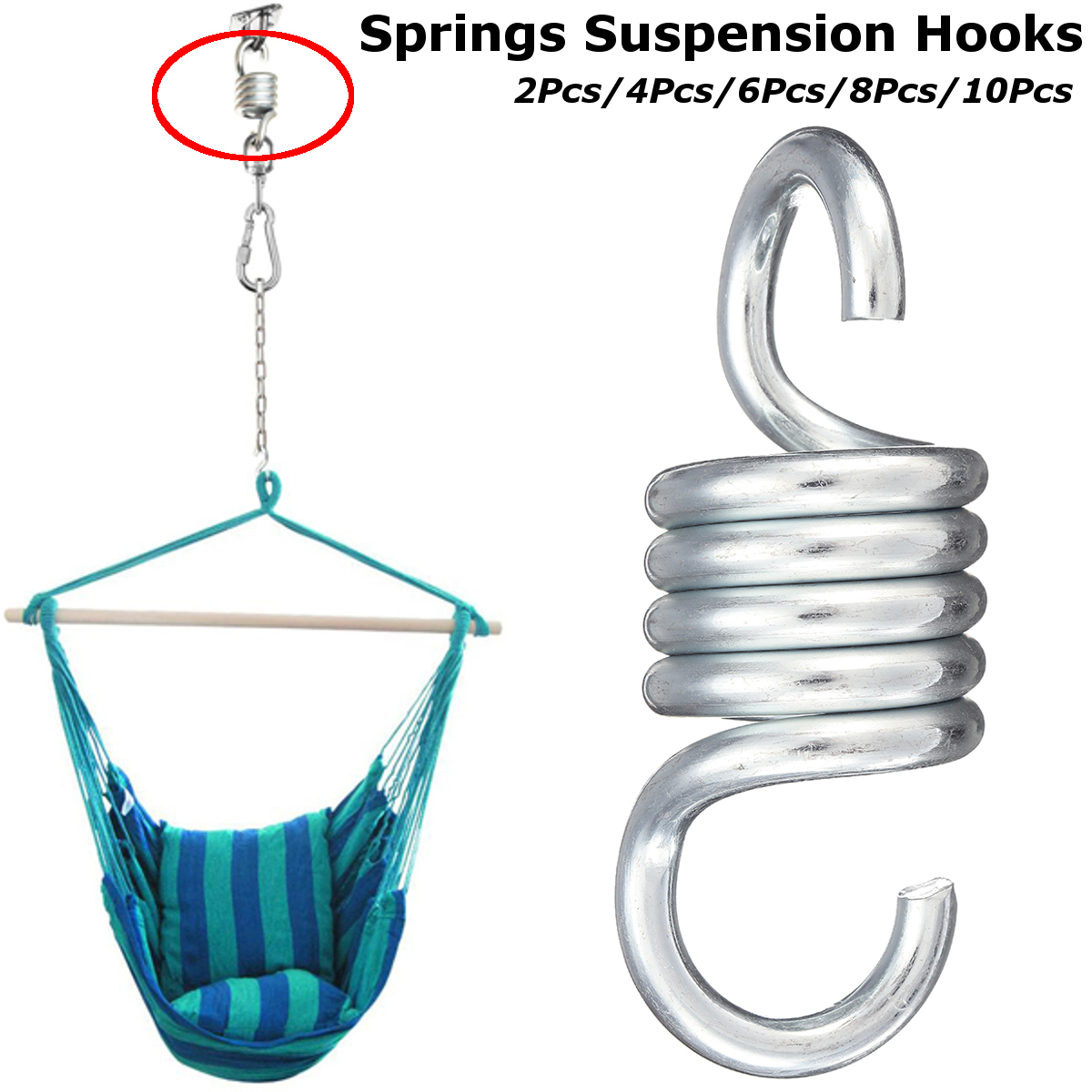 2 X Heavy Duty suspensión Ganchos O Resortes Para 2-3 Asiento Jardín Columpio Hamaca