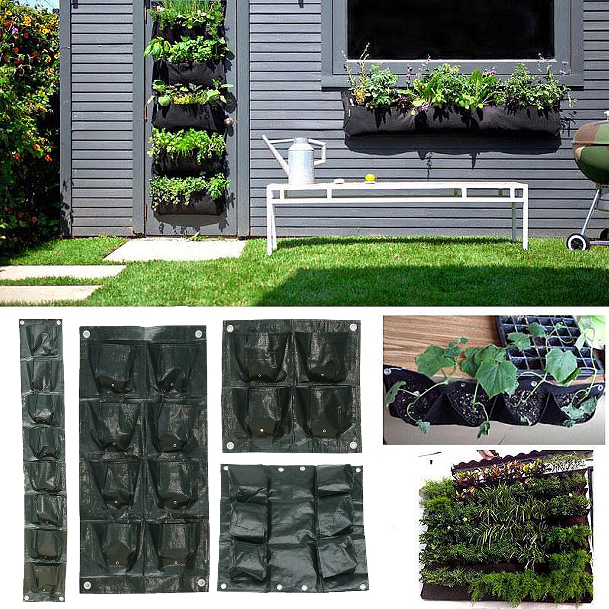 Garten Pflanztasche Balkonkasten Blumenkasten Wand Aufhängung ... Garten Pflanztasche Balkonkasten Blumenkasten Wand Aufhängung ...