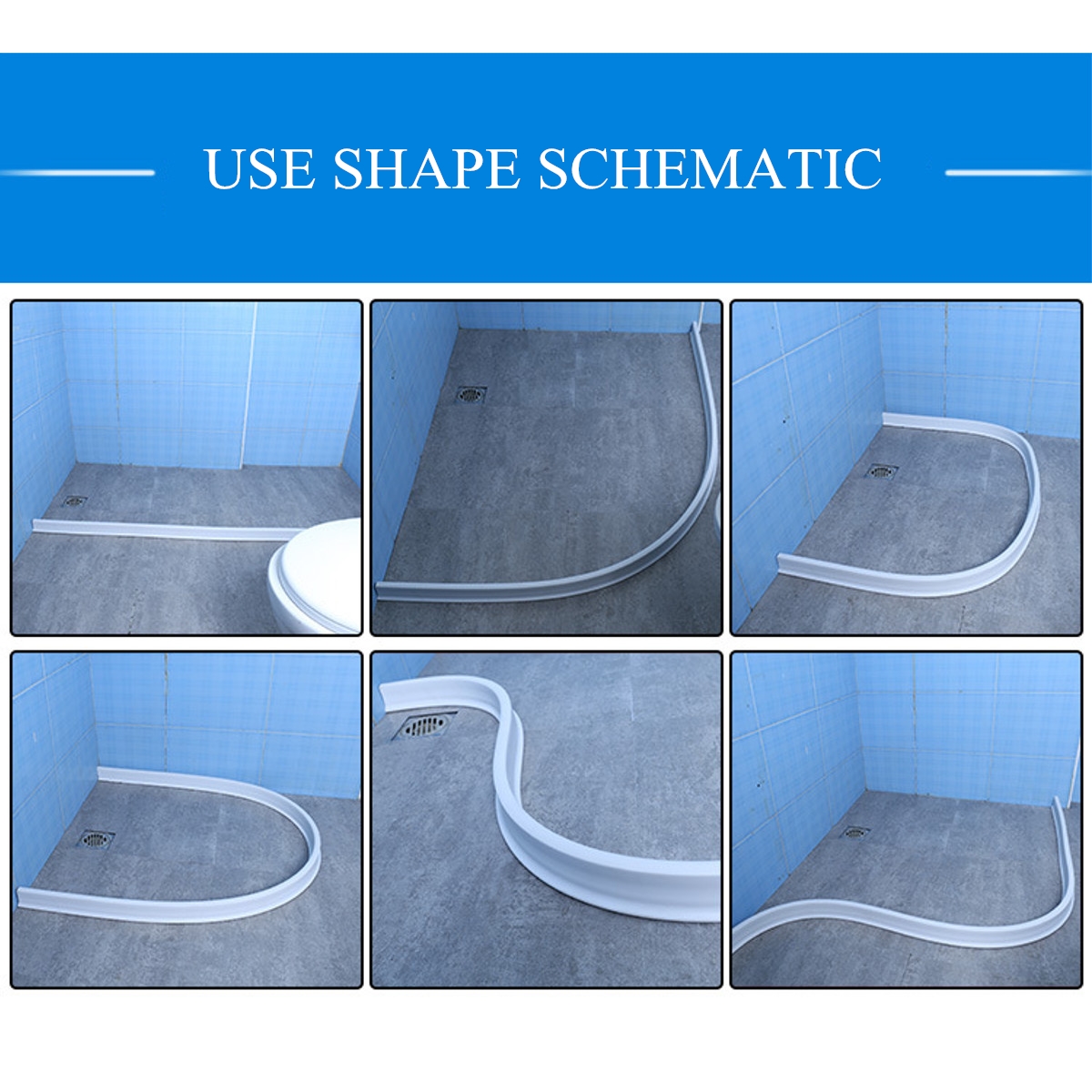 0.5M~1.5M White Flexible Water Retaining Strip Threshold Dam PVC Shower