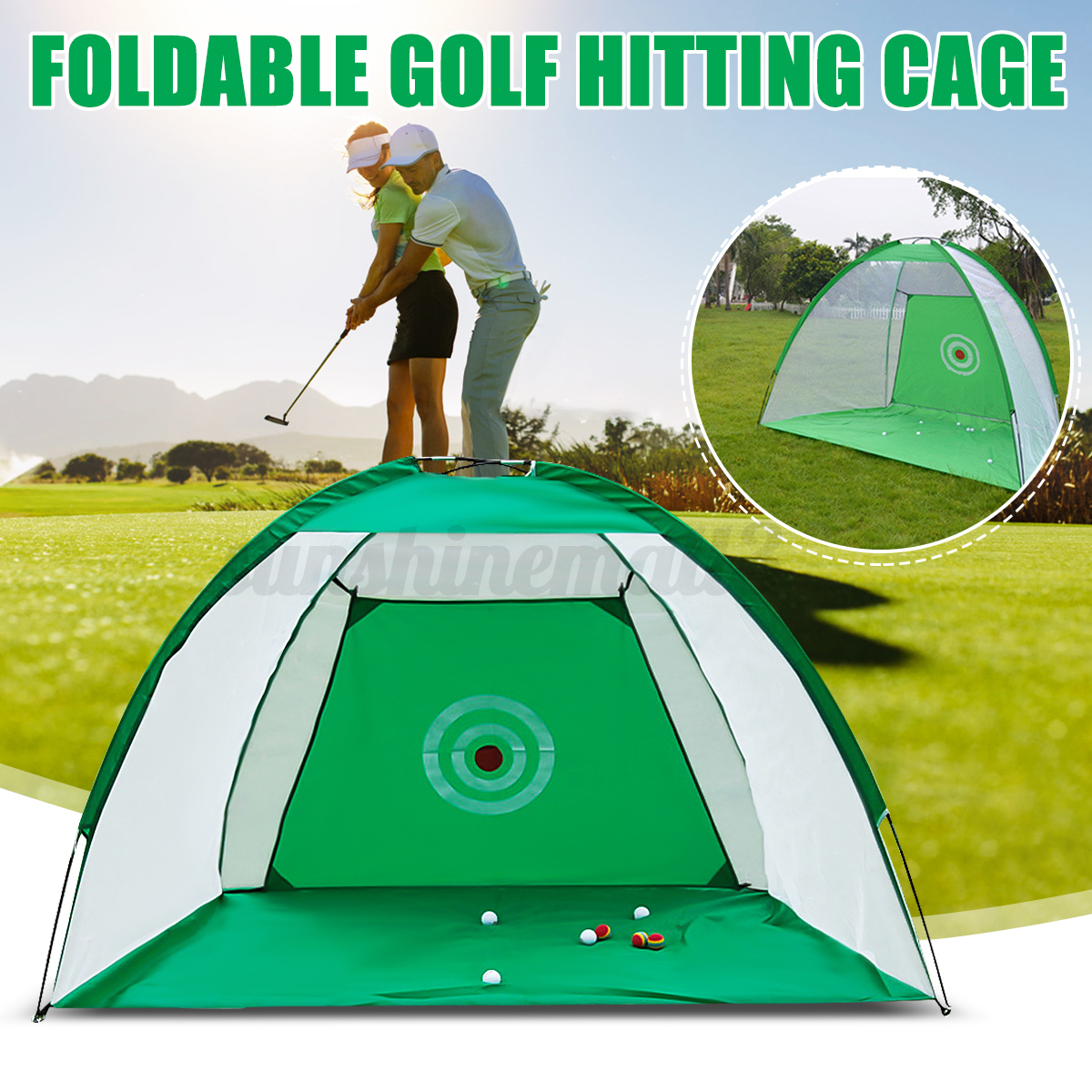 Golf Training Practice Net Hitting Cage Mesh + 6 Blades Golf Groove Sharpener