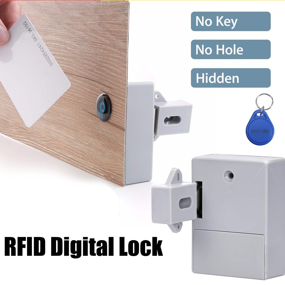 Cabinet Drawer Hidden Rfid Digital Battery Lock Without Perforate