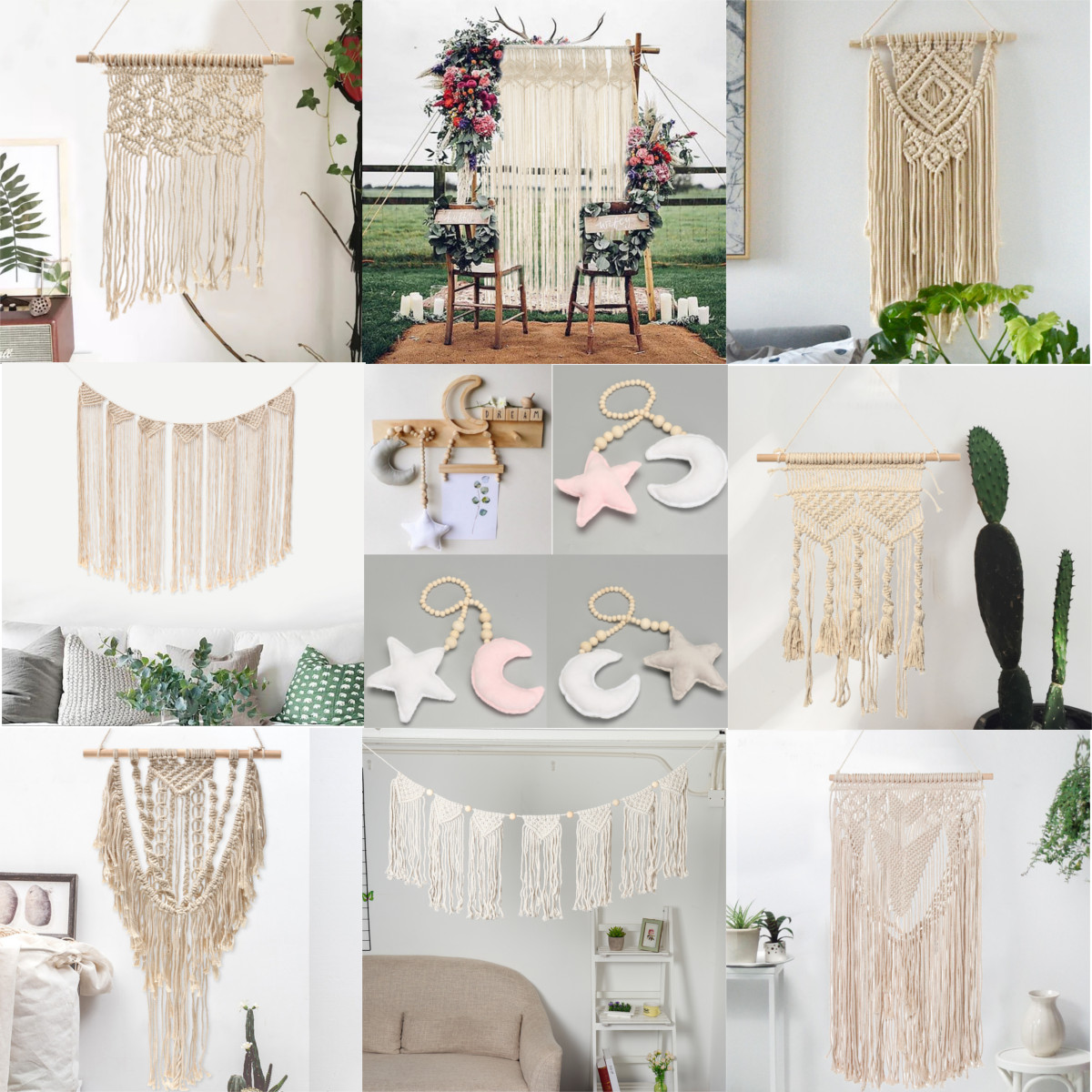 Bohemian Handmade Macrame Tassel Woven Tapestry Wall Hanging Boho Detail Image