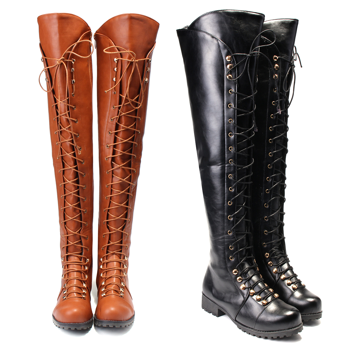 ladies knee high biker boots