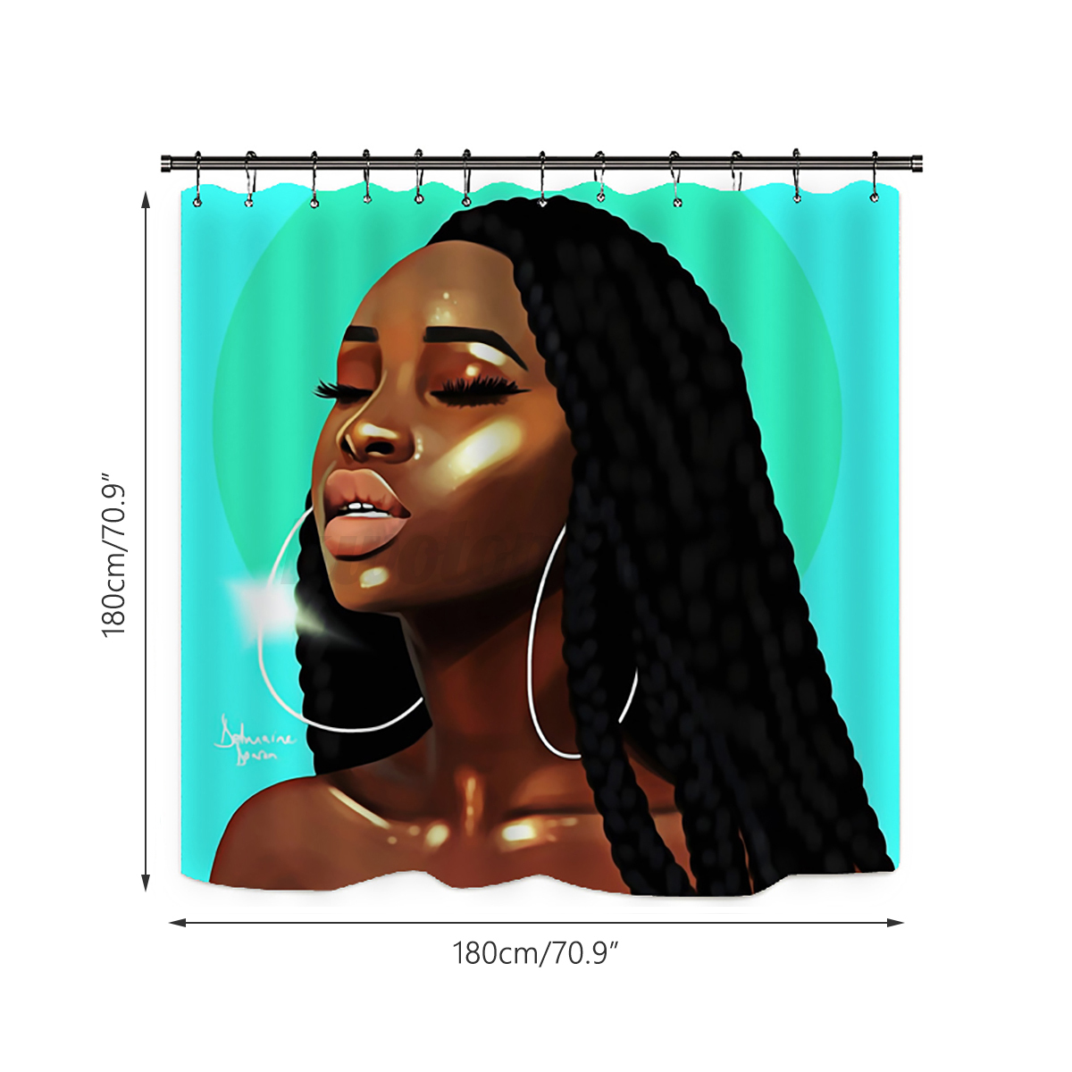 1//3//4Pcs African Girl Shower Curtain With Bath Mats Rugs Toilet Cover Mat Set