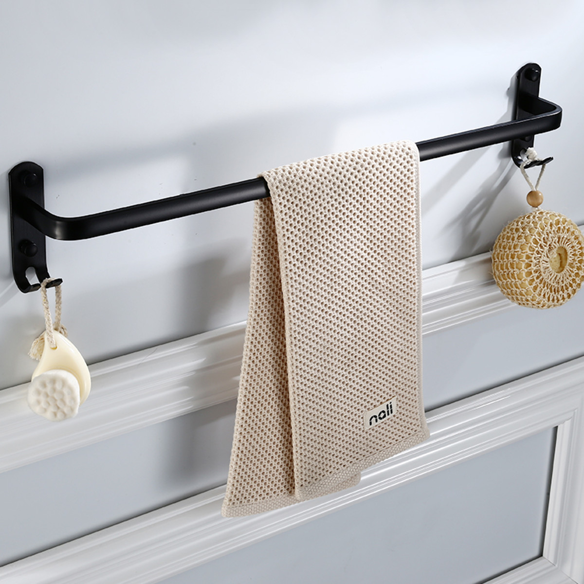 Aluminum Towel Rack Bar Rail Wall Mounted Holder Bathroom Hotel Towel Rack Bar Rail Wall Mounted Holder