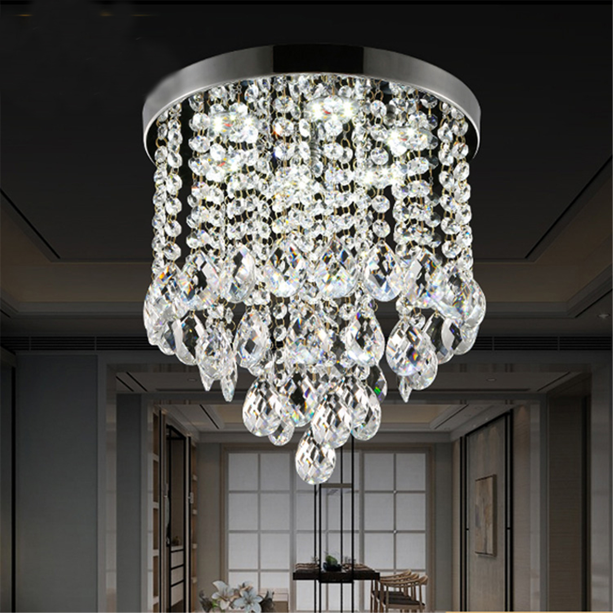 Crystal Pendant Chandelier Lamp Ceiling Light Flush Mount Fixture Crystal Pendant Chandelier Lamp Ceiling Light Flush Mount