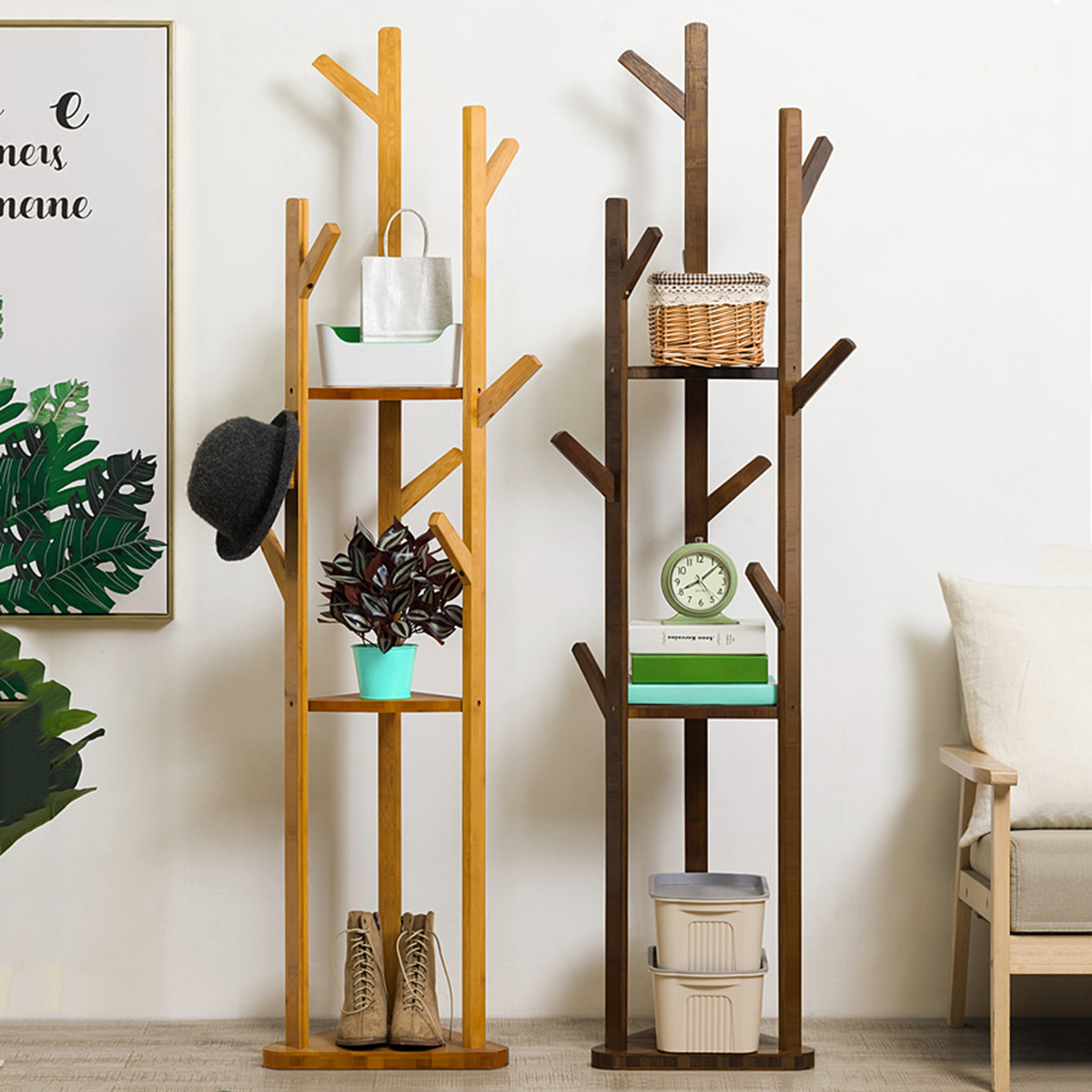 standing coat rack with shelf