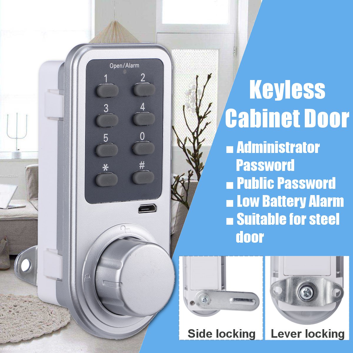 Keyless Cabinet Door Drawer Lock Battery Power Office Home Safety