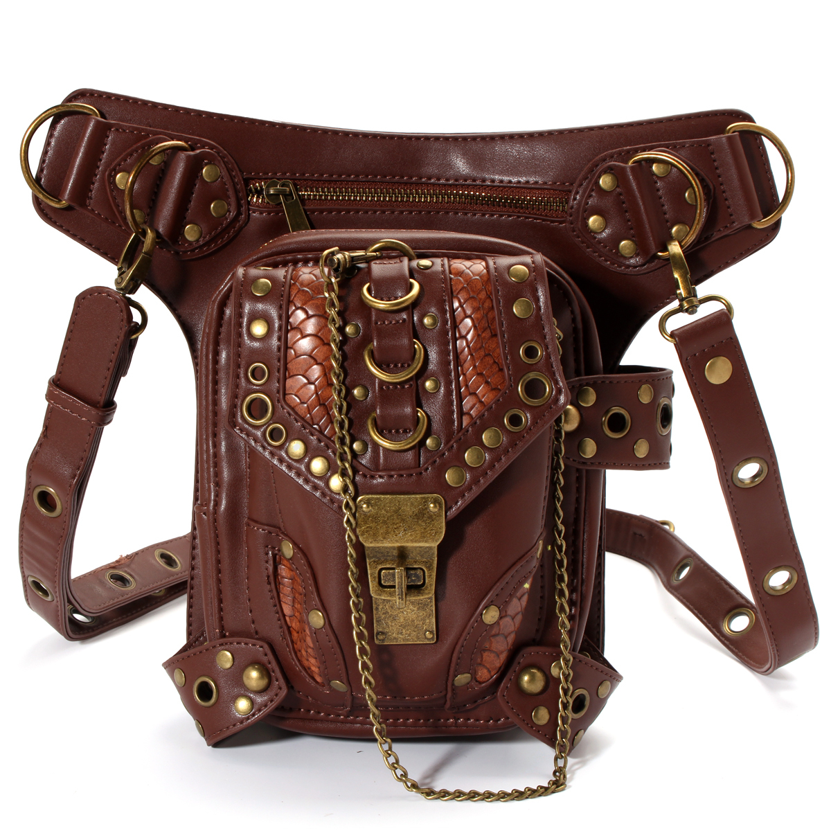 Steampunk Belt Bag Women Leather Waist Leg Hip Holster Cyberpunk Purse