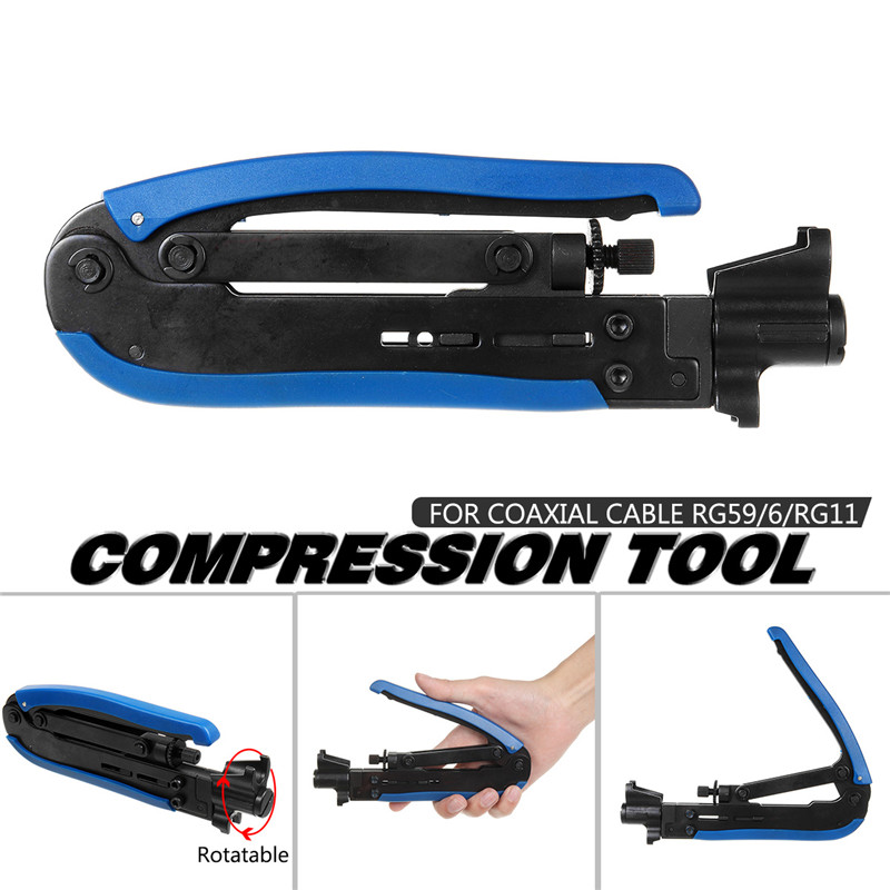 RG59 RG6 RG11 Cable F-Connector Compression Hand Crimper Crimping Tool Blue