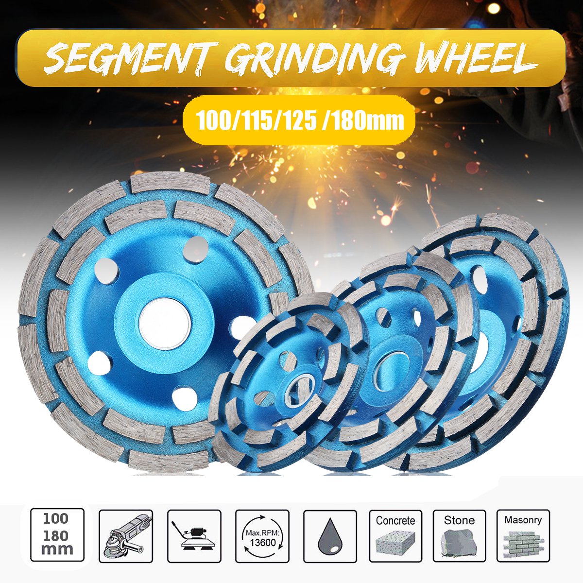 1x Diamond Segment Grinding Plate Wheel Disc Grinder Cup Concrete Stone Cut NEW