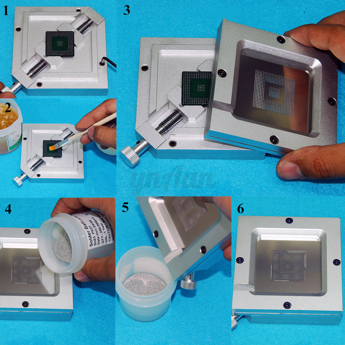 27pcs//set BGA Reball Reballing Rework Net Universal Stencil Directly Heat Kit