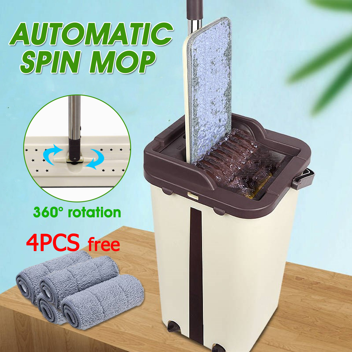 Wischmop mit Auswringfunktion Bodenwischer Mopp Mikrofaser Wischkopf Twist Mop