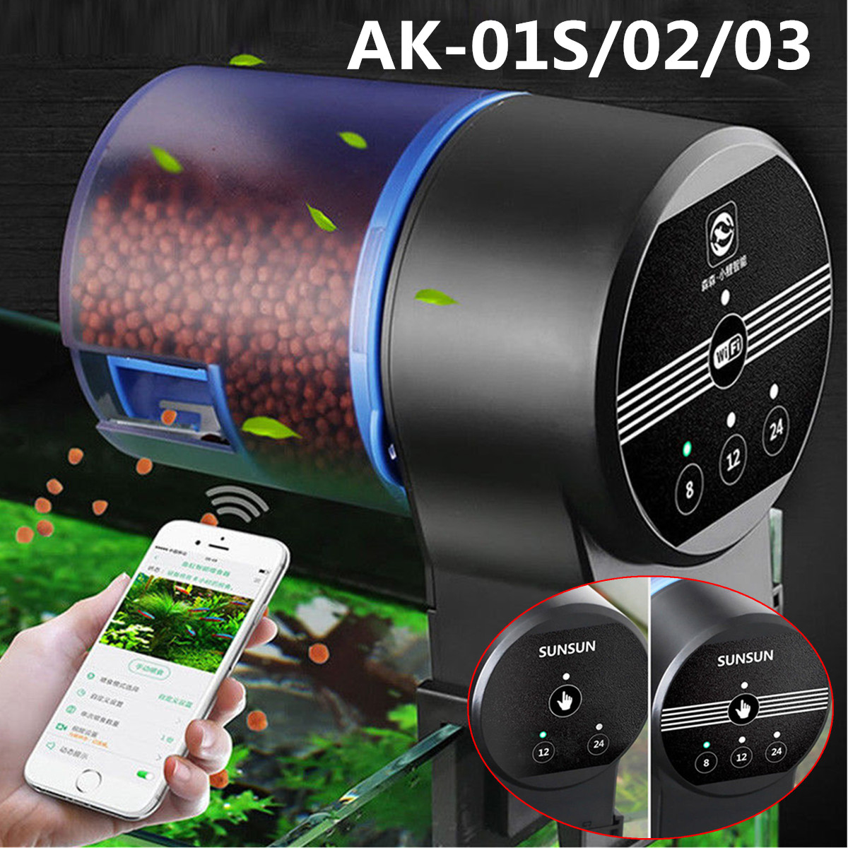 Sunsun Ak 01s 02 03 Aquarium Automatic Fish Feeder Auto Fish Food