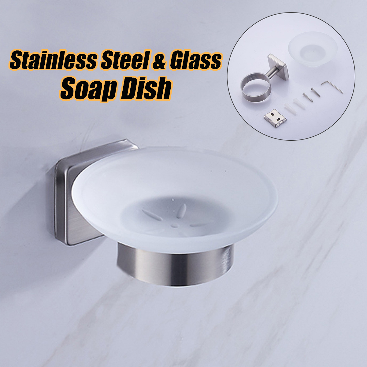 Details About Stainless Steel Bathroom Shower Soap Glass Holder Dish Rack Wall Mounted