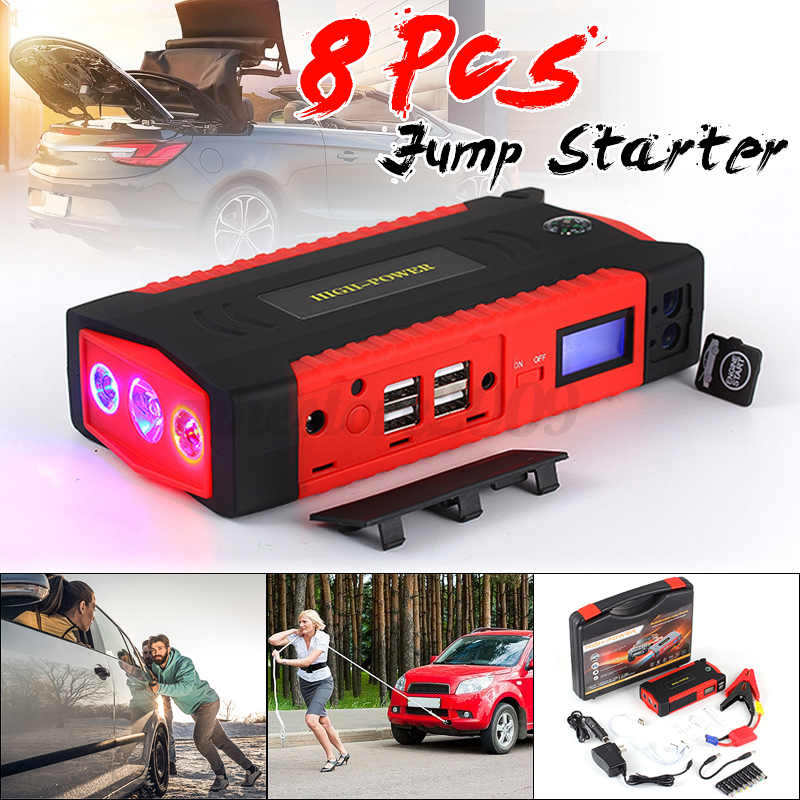 ... POWER SUPPLY JUMP STARTER WITH LED LIGHTING CHARGING RED SIZEEU PLUGCOLORRED INTL. 68800mAh-82800mAh-Car-Jump-Starter-4-USB-Emergency-