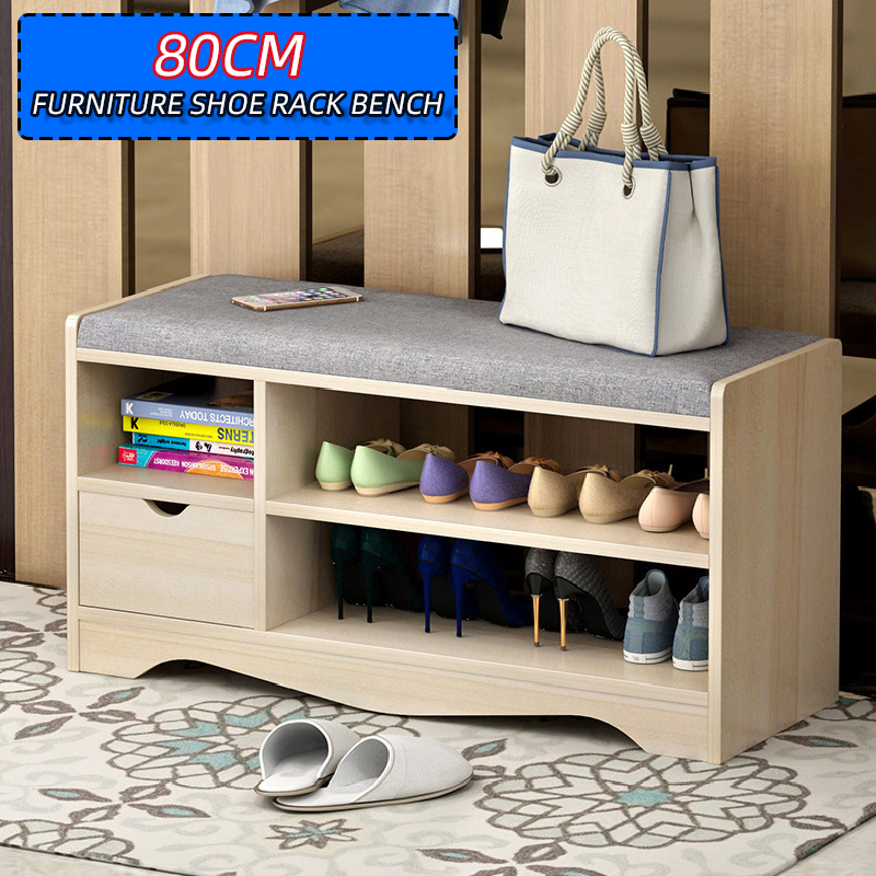 80cm Modern Inroom Storage Bench Furniture Wood Shoes Rack Bench