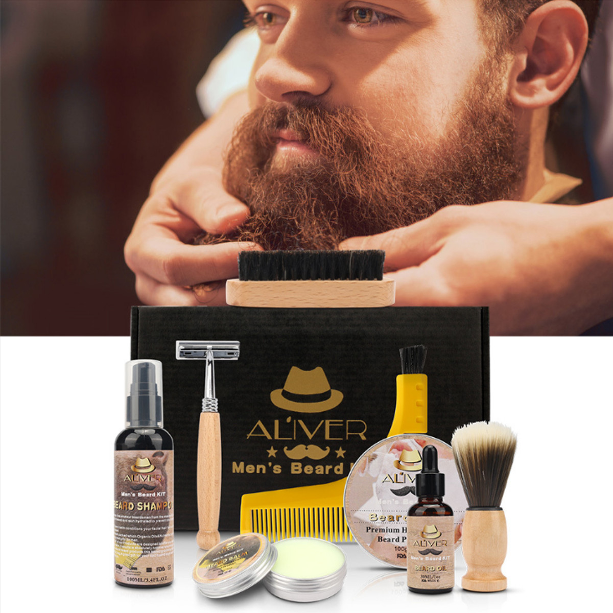 beard grooming & trimming kit for men care beard brush beard comb