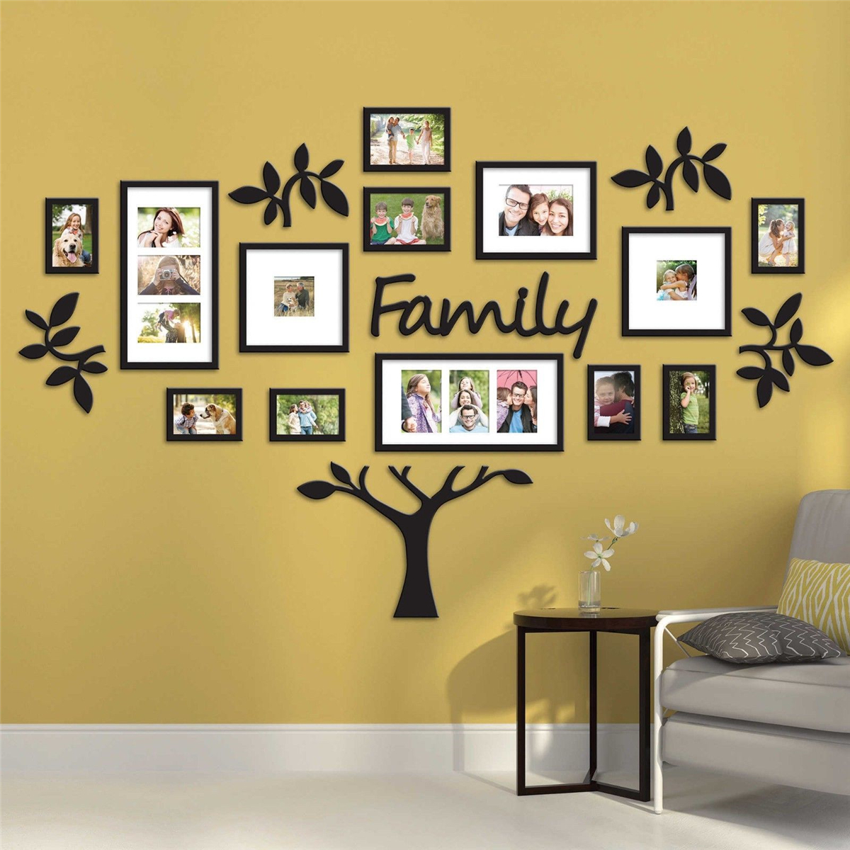 1 Set Black Photo Frame Family Tree Picture Collage Wall Art Family Tree Picture Collage Wall Art