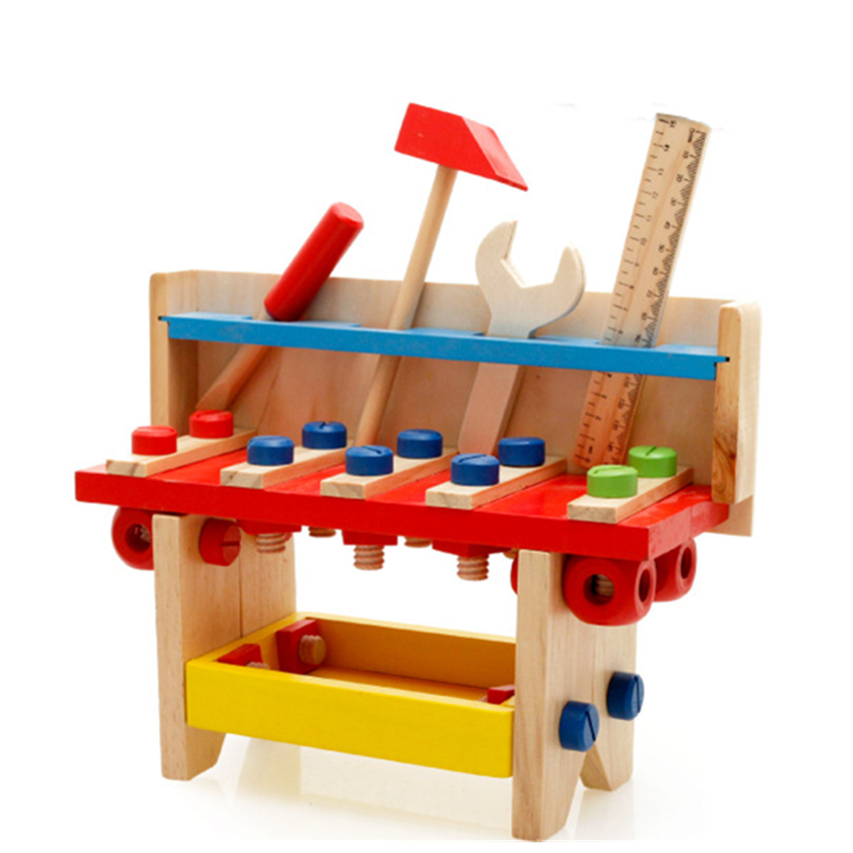 Kid Children Wooden Work Bench Tool Set Play Toy Wrench