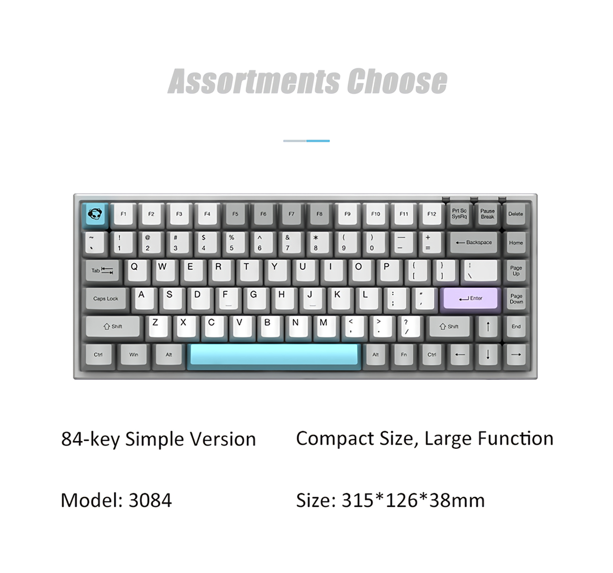 Akko 3084 Silent 84 Keys Mechanical Keyboard Wireless bluetooth 5.0 USB