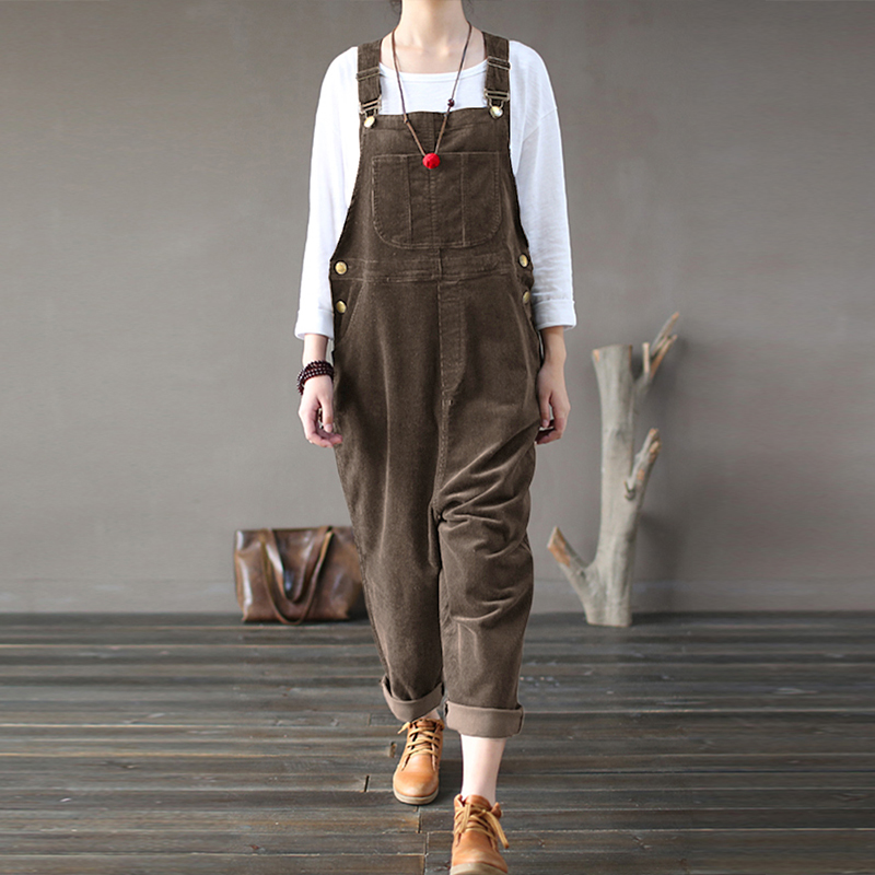 UK STOCK Womens Corduroy Dungaree Jumpsuits Harem Playsuits Loose Pants ...