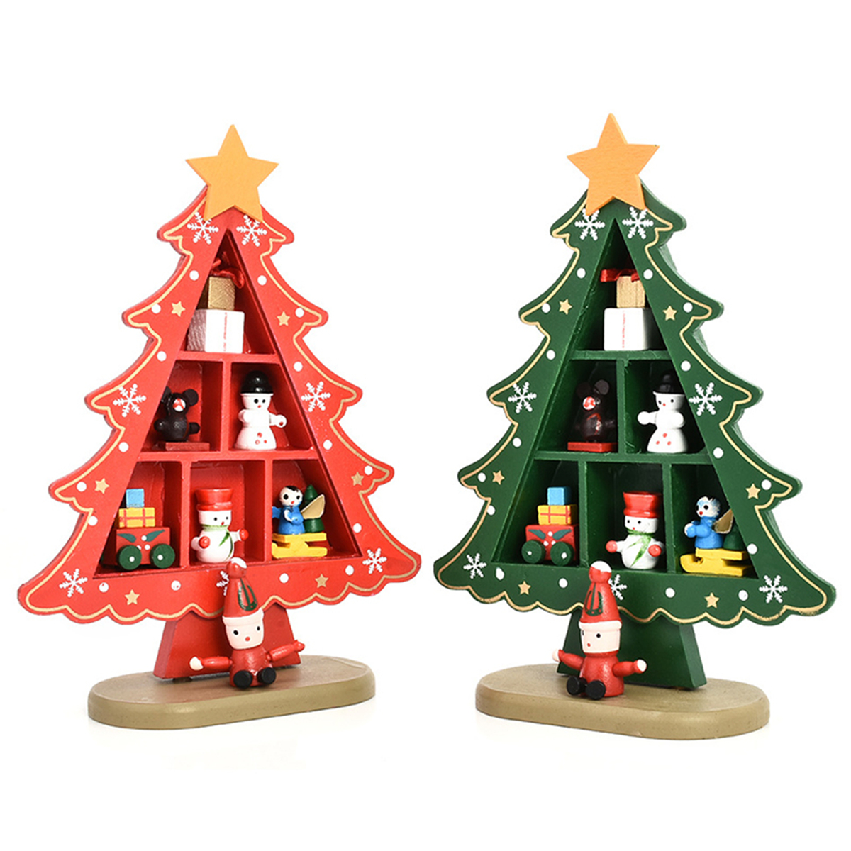 Desk Table Top Mini Wooden Christmas Tree Decorations Xmas ...