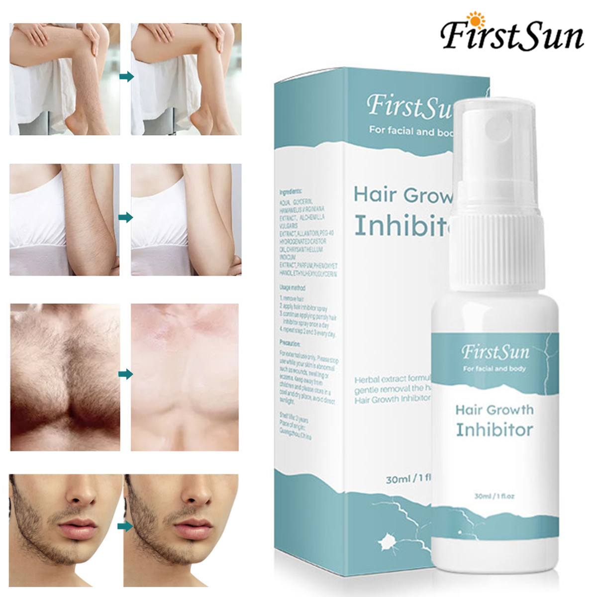 Firstsun 30ml Natural Hair Growth Inhibitor Moisture Spray Body