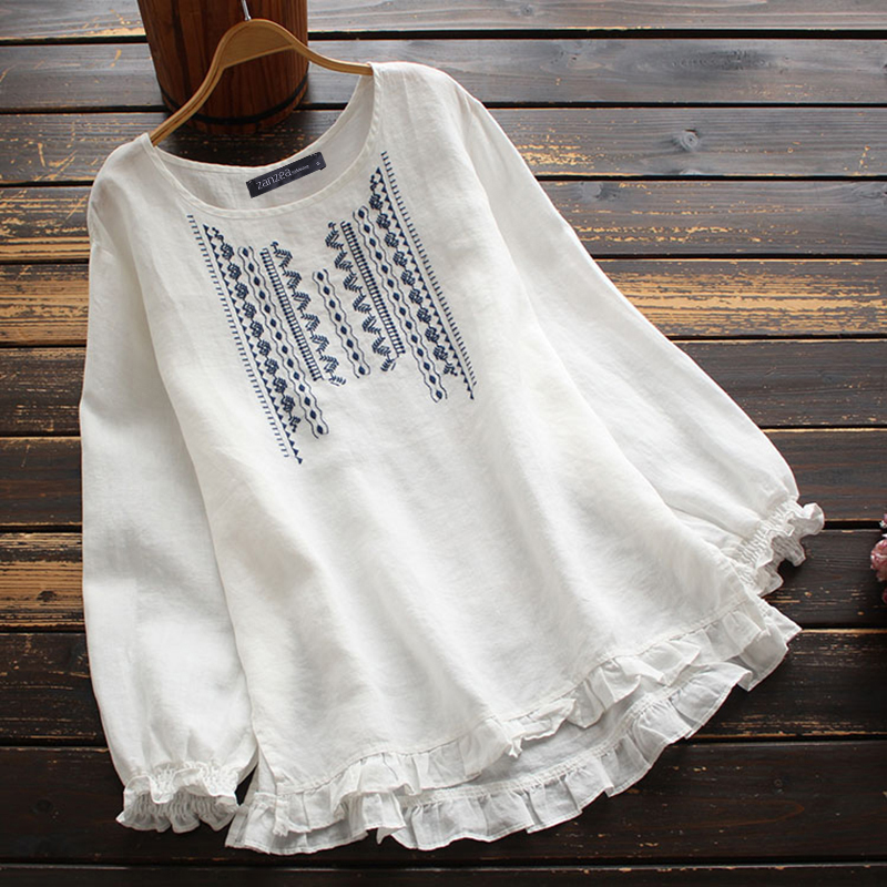 Joyionier Women O-Neck Short Sleeve Floral Print Buttons Cotton Linen Vintage Top Joyionier Women O-Neck Short Sleeve Floral Print Buttons Cotton Linen Vintage Top