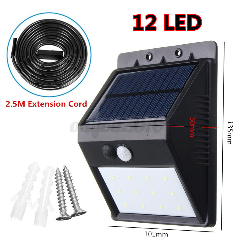 6-28 LED Solar Power PIR Motion Sensor Wall Light Outdoor Garden Lamp 2.5M Cord eBay