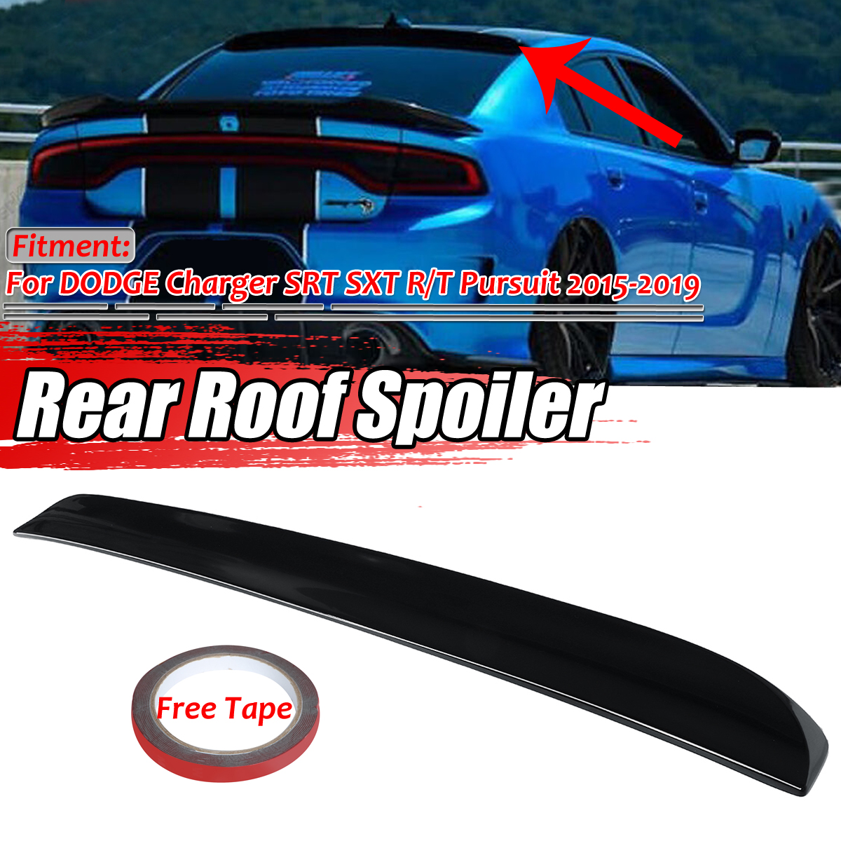 Unpainted For 2015 2016 2017 2018 2019 DODGE CHARGER Rear Window Roof Spoiler