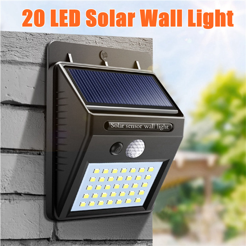 Garden & Patio 20 LED Solar Powered PIR Motion Sensor Wall LED Solar Power PIR Motion Sensor Wall Light 20 LED Outdoor
