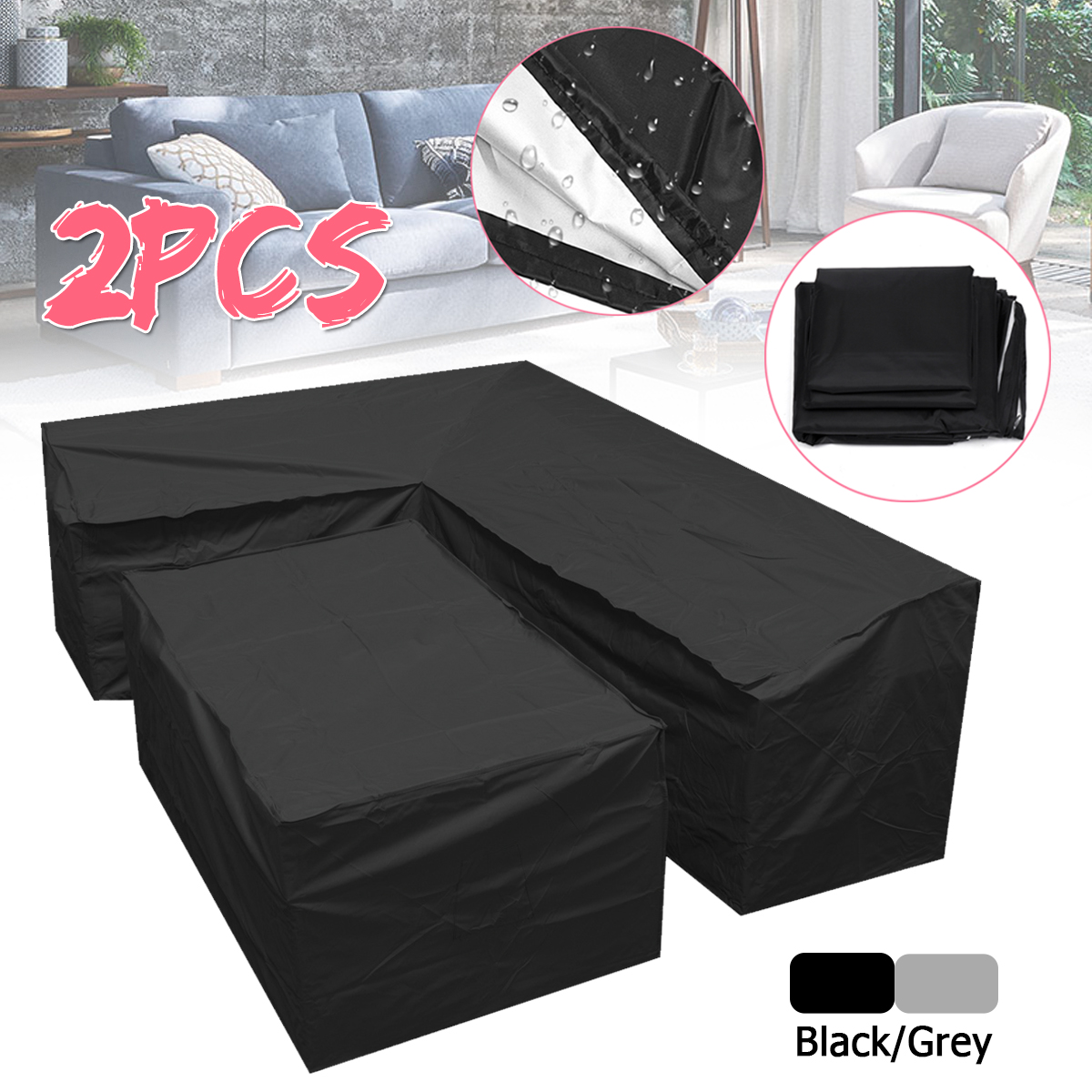 2x Waterproof Corner Sofa Garden Furniture Cover Covers Kit