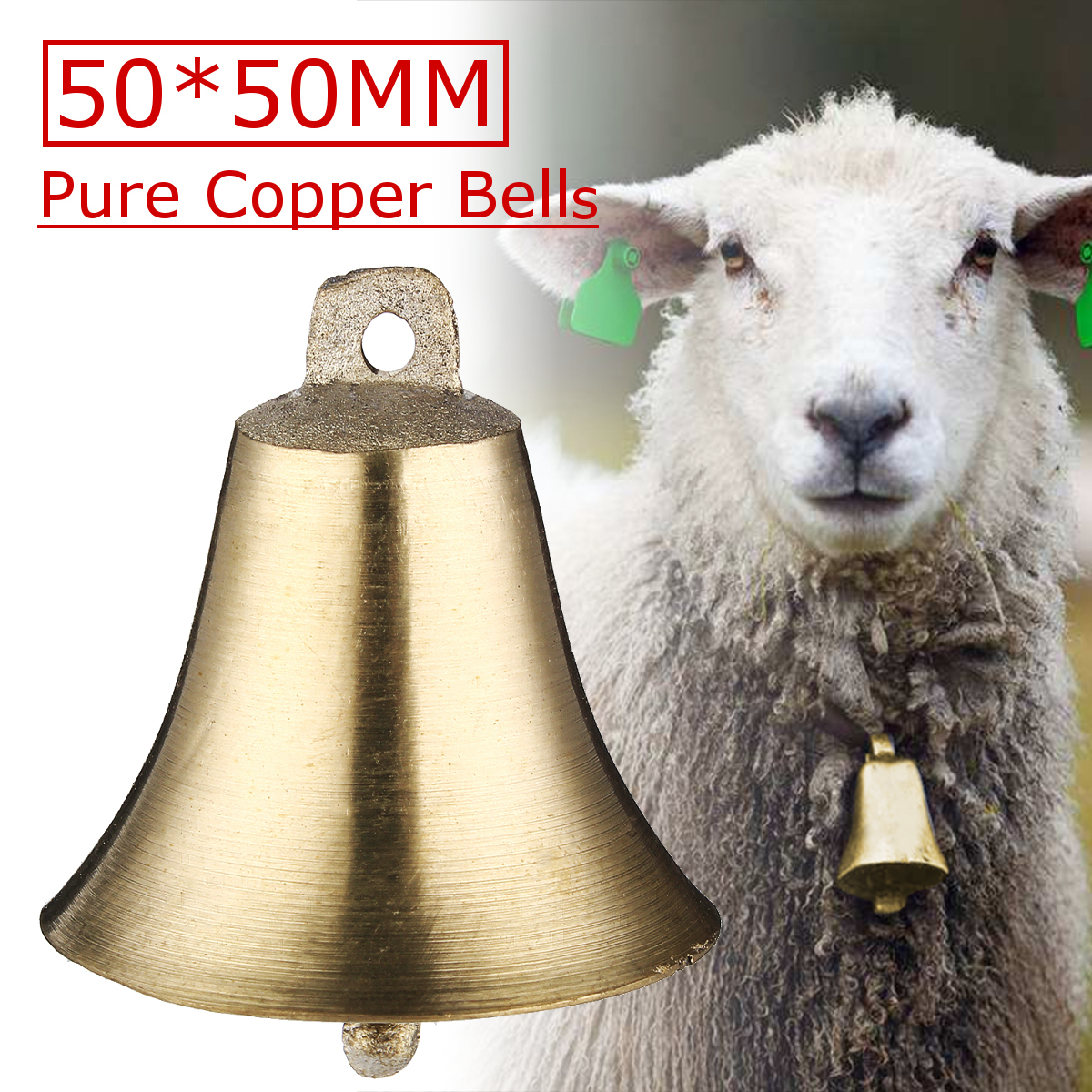 2Pcs Cow Sheep Dog Brass Copper Bells Animal Grazing Super Cattle Farm