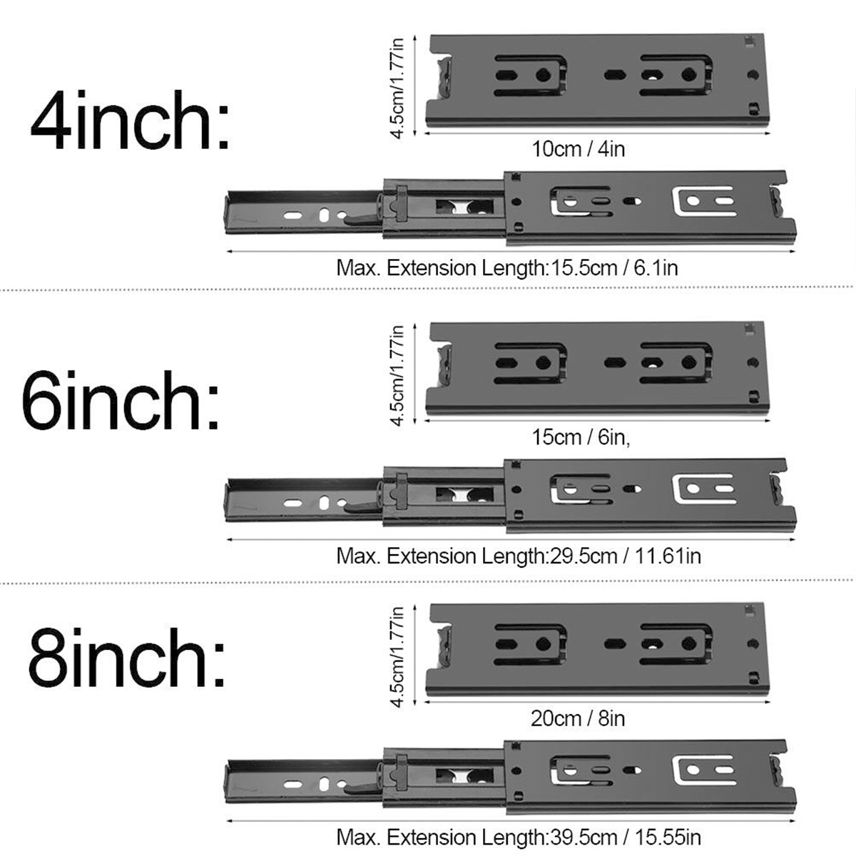 Building Hardware New 1pair 6 10 Inch 3 Drawer Slides Steel Ball
