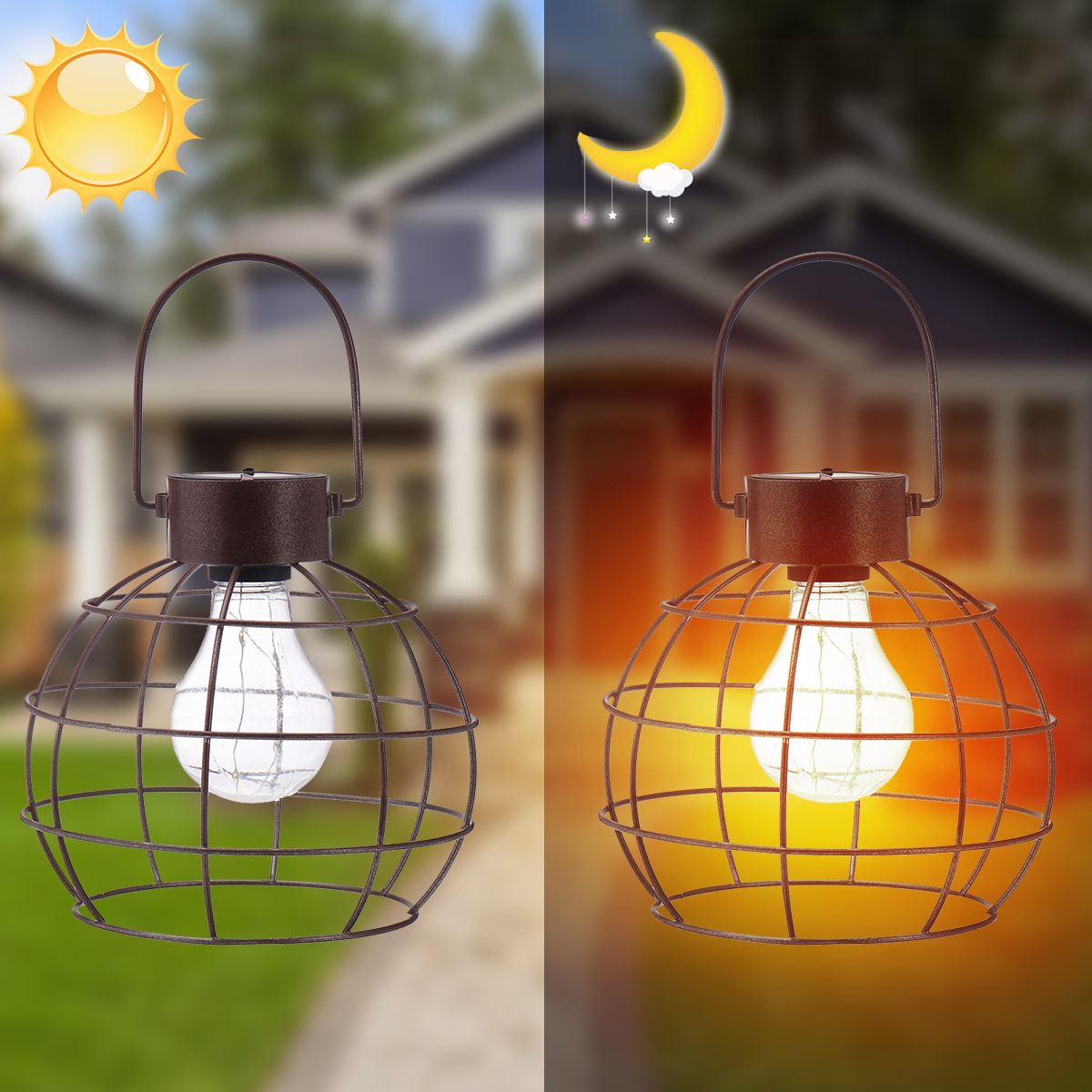 Lantern Solar Powered Patio Pathway Outdoor Hanging Light ...