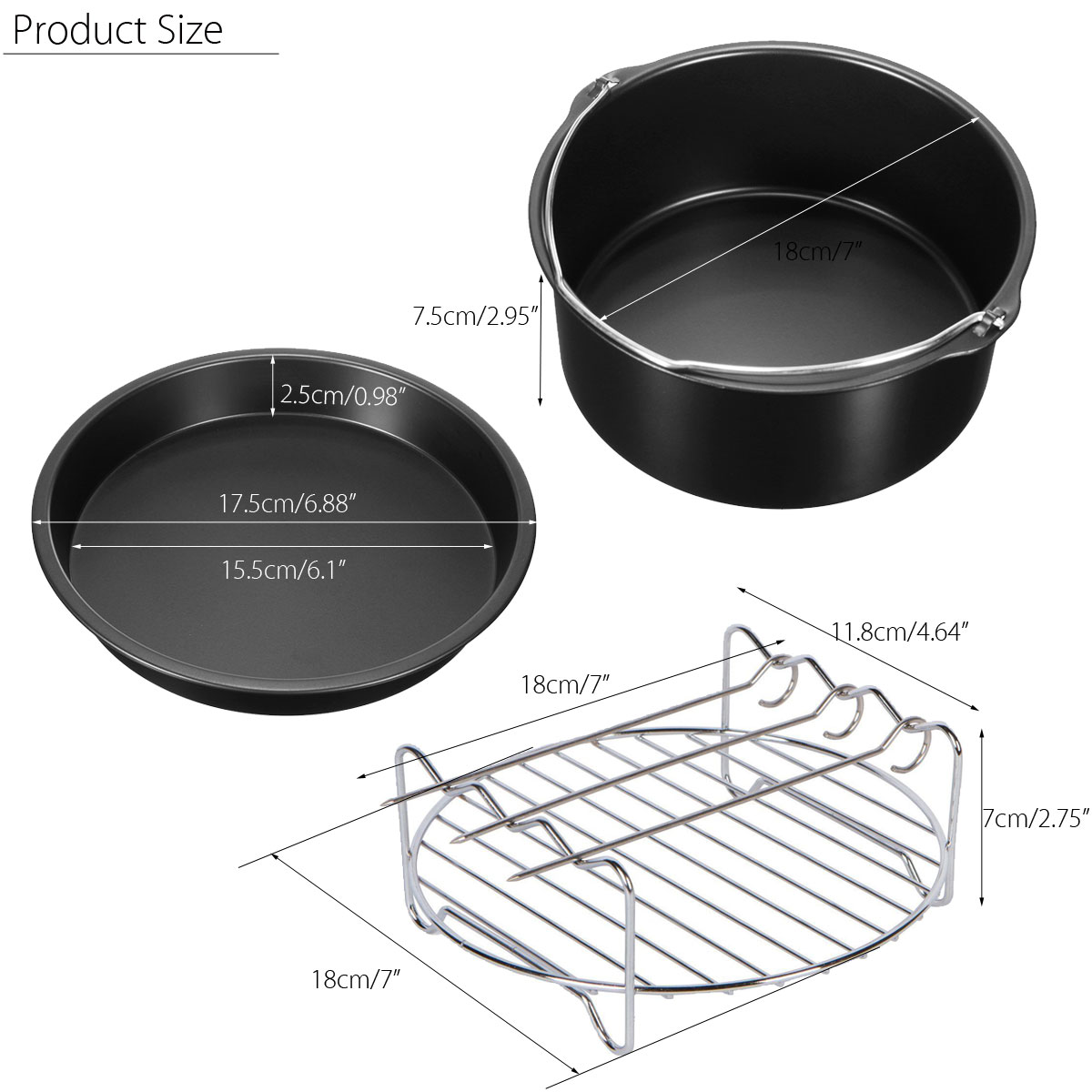 7&quot; Replacement Air Fryer Frying Cage Dish Baking Pan Rack