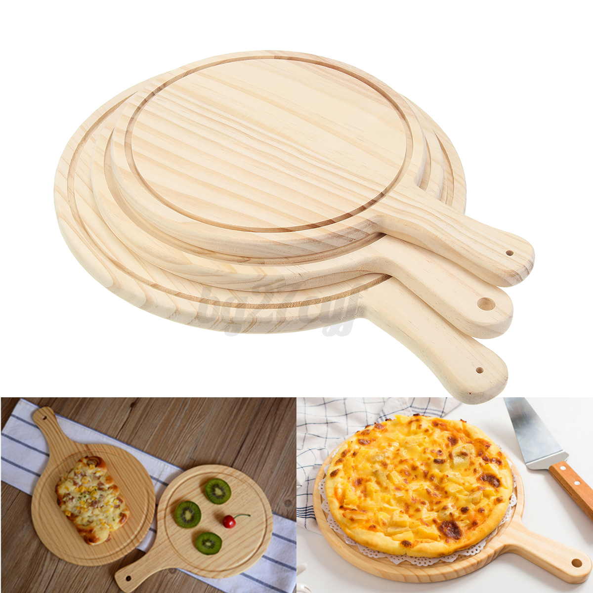 Wooden Paddle Peel Oven Wood Board Plate Pizza Bake ...