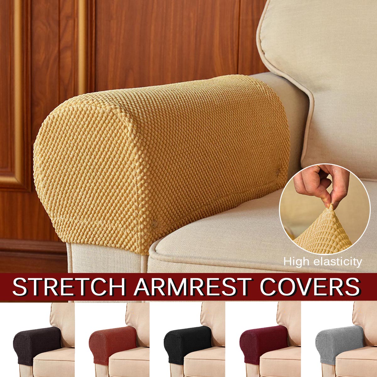 2//4//6PC Removable Arm Chair Protector Armchair Covers Armrest Stretch Sofa Couch