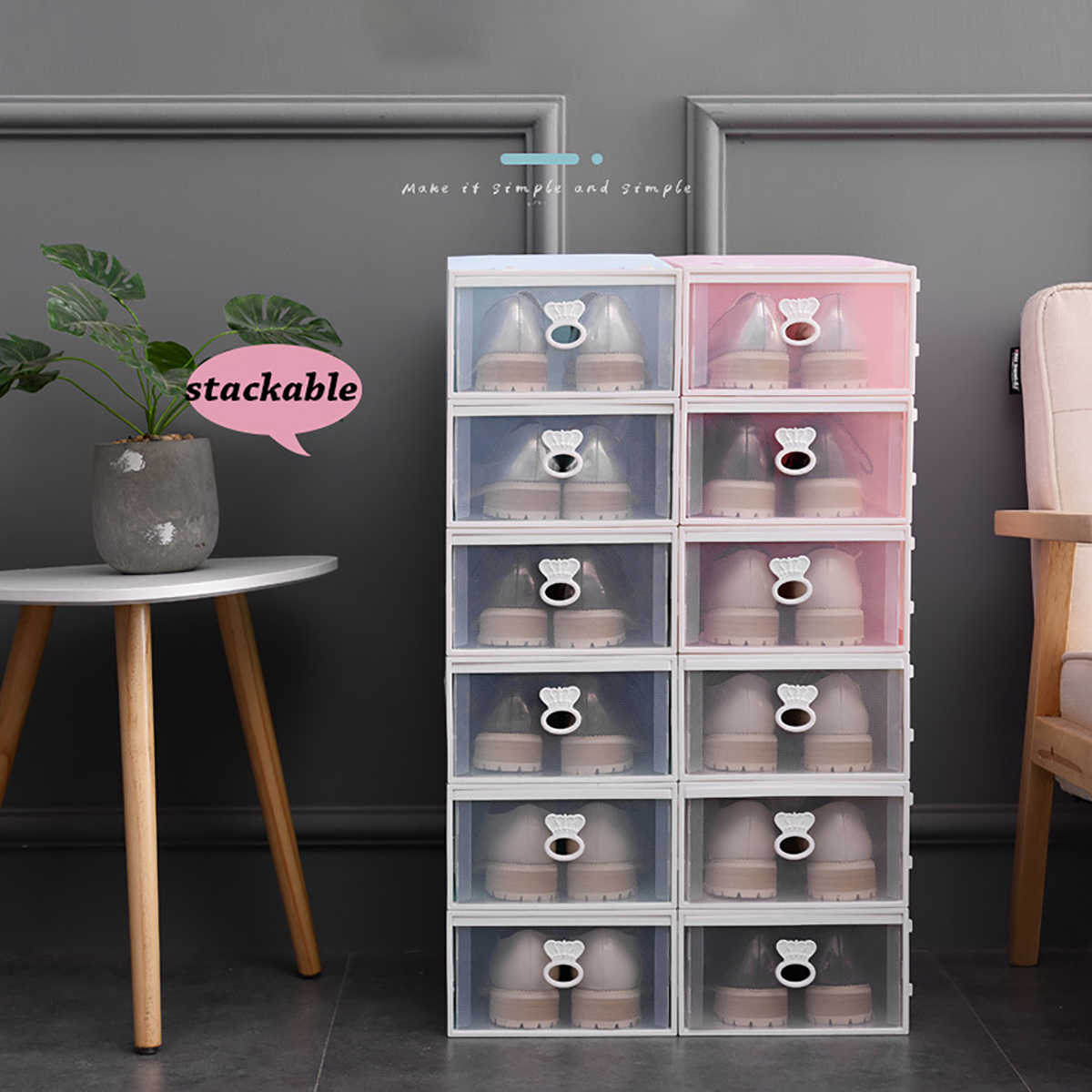 Shoe Rack Box Cabinet Shelf Drawer Storage Stackable Organiser