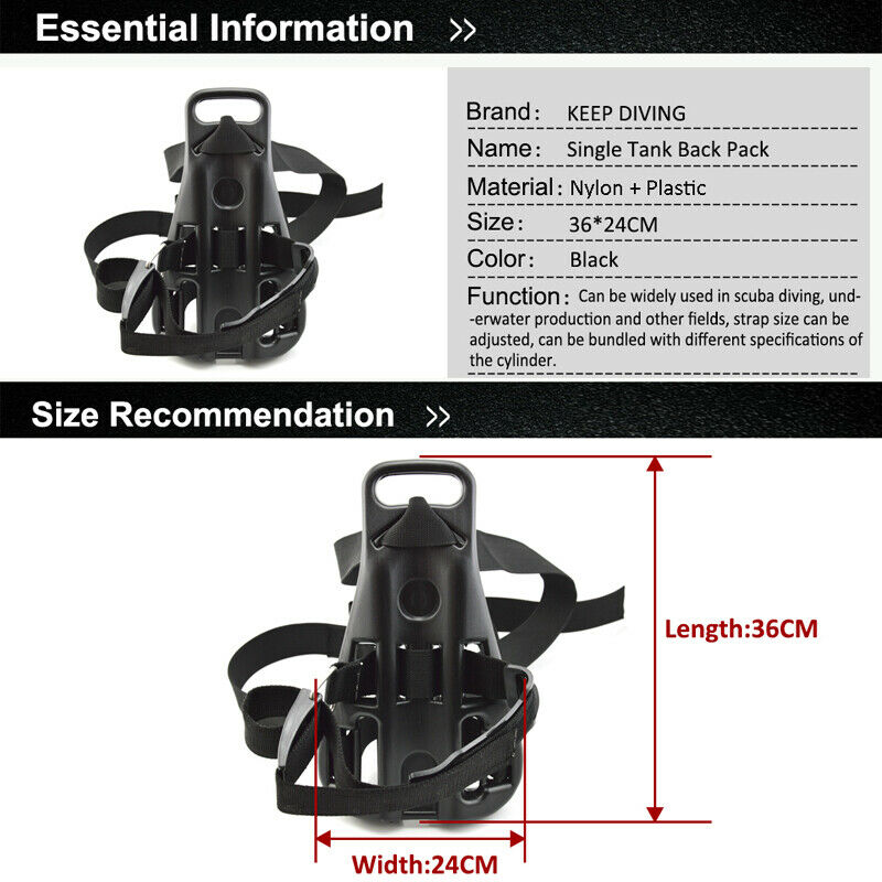 Swimming Oxygen Cylinder Tank Back Holder Mount Diving Scuba Backpack Support