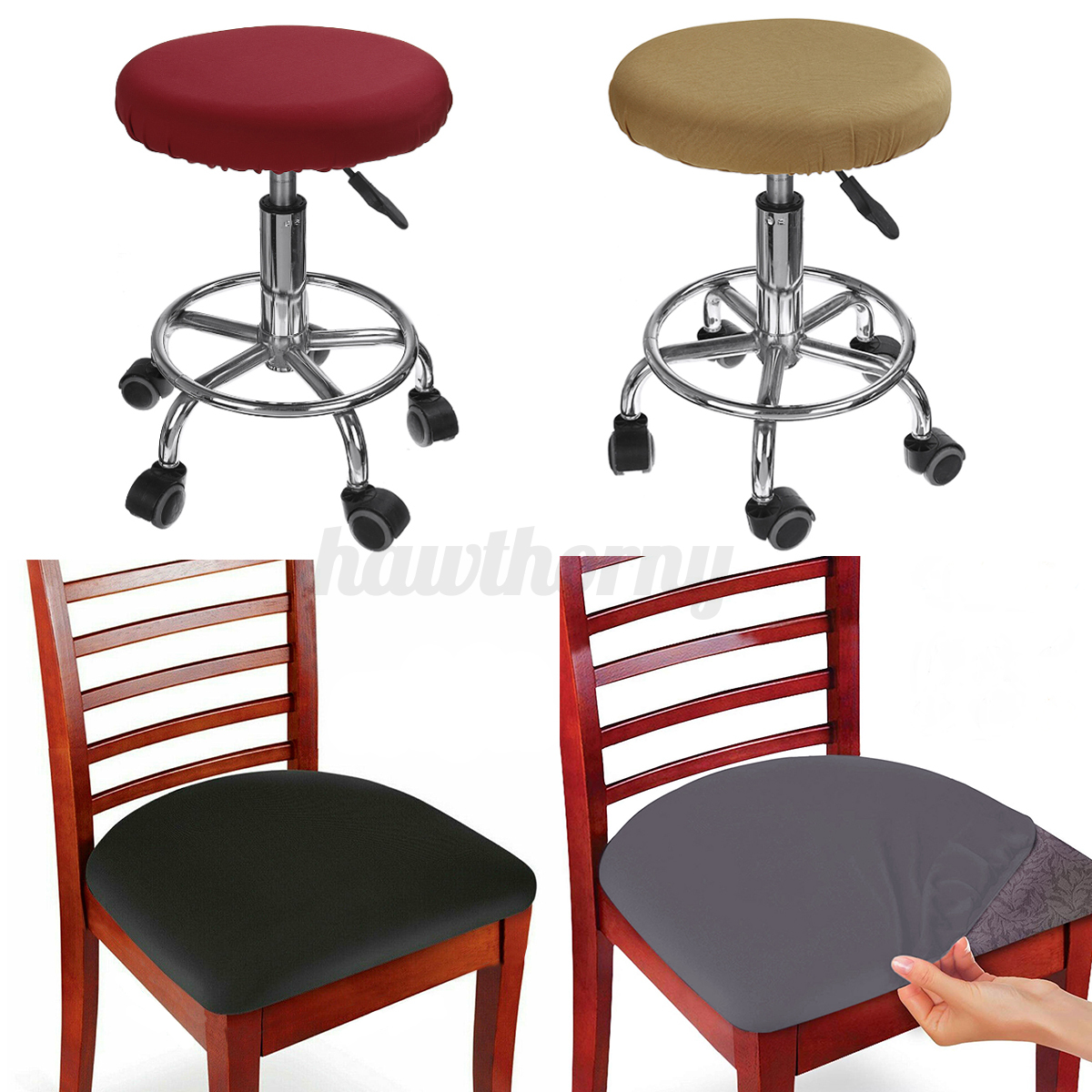 4/8pcs removable soft elastic stretch slipcovers dining chair seat cover decor