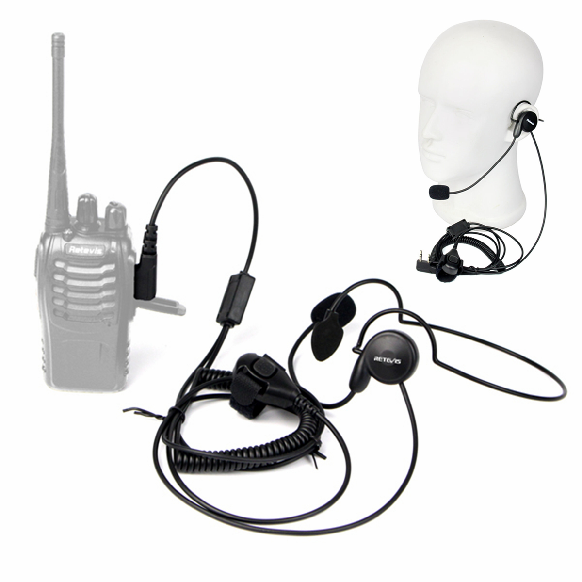 2 Pin PTT Headset Earpiece For Radio Baofeng 888s Retevis H777 Kenwood Hot!!
