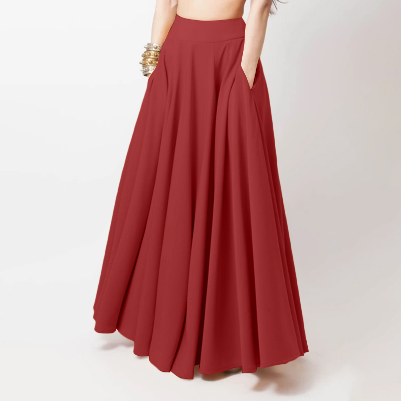 Womens Double Layer Elastic High Waist Pleated A-Line Skirts Plus Size Women Chiffon Knee Length Dress Street Skirt Womens Double Layer Elastic High Waist Pleated A-Line Skirts Plus Size Women Chiffon Knee Length Dress Street Skirt