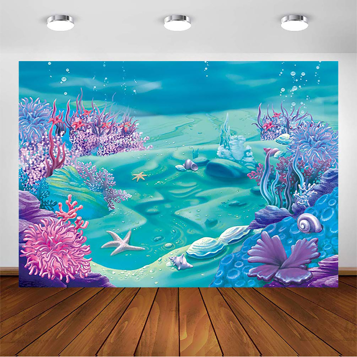 LB Mermaid Backdrops for Photography 9x6ft Girls Baby Shower Background Cake Smash Birthday Party Banner Photo Studio Shooting Props,Fabric Washable CL1146